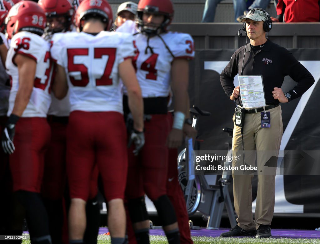 Harvard Crimson head coach Tim Murphy had nothing to smile about as ...