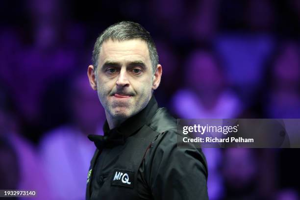 Ronnie O'Sullivan looks on during the Final match between Ronnie O’Sullivan of England and Ali Carter of England on day eight of the MrQ Masters...