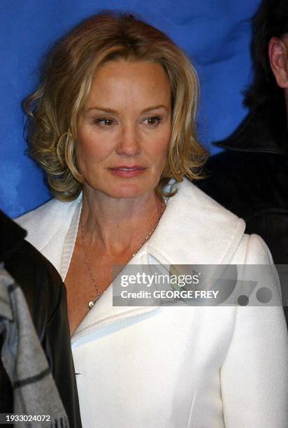 Actress Jessica Lange poses for photos before the premiere of "Masked and Anonymous", a film she is in, at the 2003 Sundance Film Festival in Park...