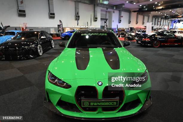 Model is exhibited during the Brussels Auto Show at the Expo Center in Brussels, Belgium on January 17, 2024. More than 100 companies exhibited their...