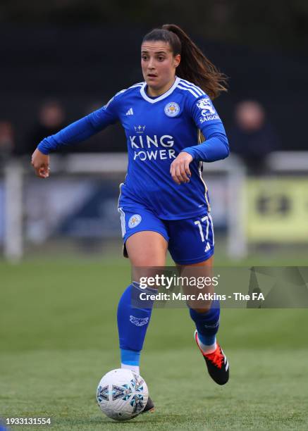 Julie Thibaud of Leicester City during the Adobe Women's FA Cup Fourth Round between Derby County Women and Leicester City Women at Don Amott Arena...
