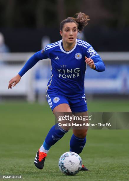 Julie Thibaud of Leicester City during the Adobe Women's FA Cup Fourth Round between Derby County Women and Leicester City Women at Don Amott Arena...