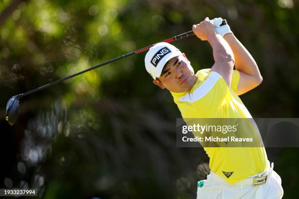 Taiga Semikawa of Japan plays his shot from the fifth tee during the final round of the Sony Open in Hawaii at Waialae Country Club on January 14,...