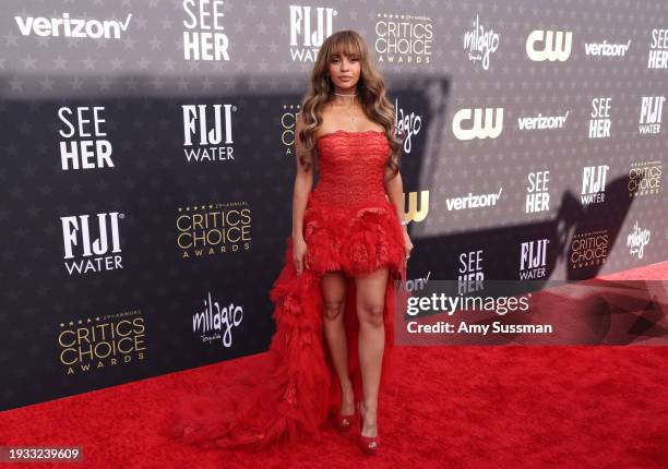 Vanessa Morgan attends the 29th Annual Critics Choice Awards at Barker Hangar on January 14, 2024 in Santa Monica, California.