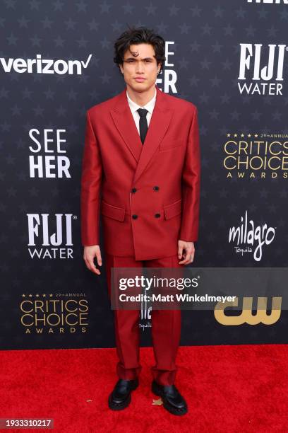 Charles Melton attends the 29th Annual Critics Choice Awards at Barker Hangar on January 14, 2024 in Santa Monica, California.