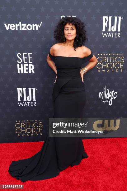 Tracee Ellis Ross attends the 29th Annual Critics Choice Awards at Barker Hangar on January 14, 2024 in Santa Monica, California.