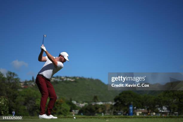 Grayson Murray of the United States plays his shot from the seventh tee during the final round of the Sony Open in Hawaii at Waialae Country Club on...