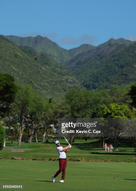 Grayson Murray of the United States plays a shot on the eighth hole during the final round of the Sony Open in Hawaii at Waialae Country Club on...