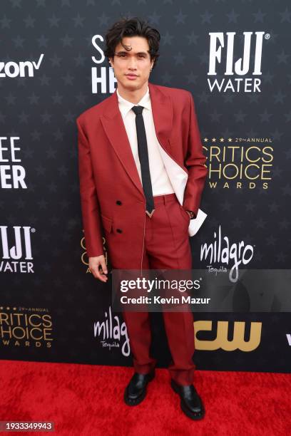 Charles Melton attends the 29th Annual Critics Choice Awards at Barker Hangar on January 14, 2024 in Santa Monica, California.