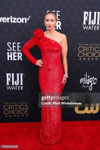 Emily Blunt attends the 29th Annual Critics Choice Awards at Barker Hangar on January 14, 2024 in Santa Monica, California.