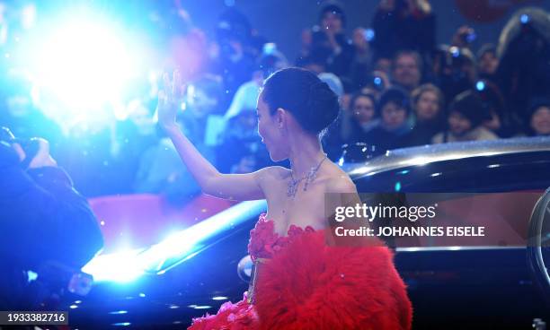 Chinese actress Huo Siyan arrives on the red carpet at the premiere of the film Farewell my Queen on February 9, 2012 in Berlin. The 62nd Berlinale,...