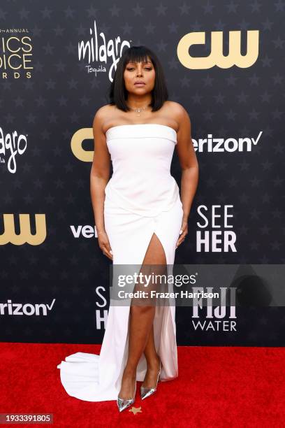 Taraji P. Henson attends the 29th Annual Critics Choice Awards at Barker Hangar on January 14, 2024 in Santa Monica, California.