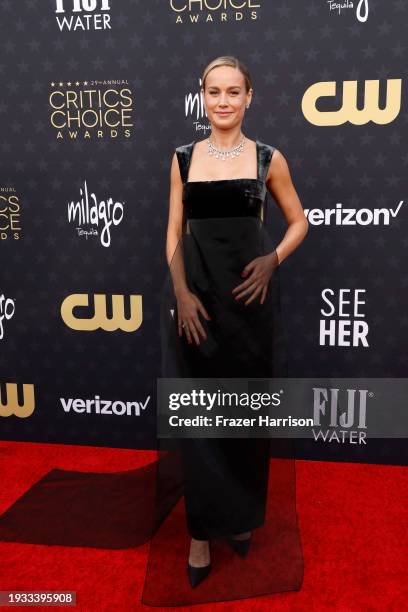 Brie Larson attends the 29th Annual Critics Choice Awards at Barker Hangar on January 14, 2024 in Santa Monica, California.