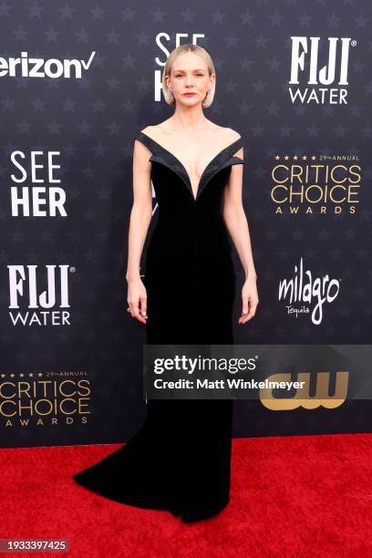 Carey Mulligan attends the 29th Annual Critics Choice Awards at Barker Hangar on January 14, 2024 in Santa Monica, California.