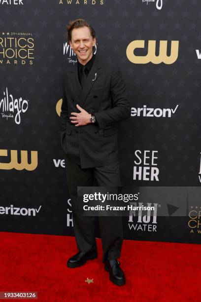 Tom Hiddleston attends the 29th Annual Critics Choice Awards at Barker Hangar on January 14, 2024 in Santa Monica, California.