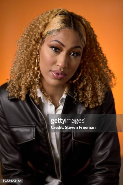 Shakira Austin of the Washington Mystics poses for a portrait at Mama Tress Studios on January 10, 2024 in New York, New York. NOTE TO USER: User...