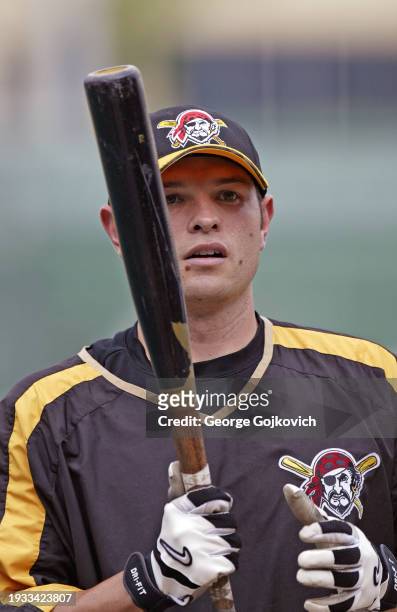 Freddy Sanchez of the Pittsburgh Pirates looks on from the field during batting practice before a game against the Tampa Bay Devil Rays at PNC Park...