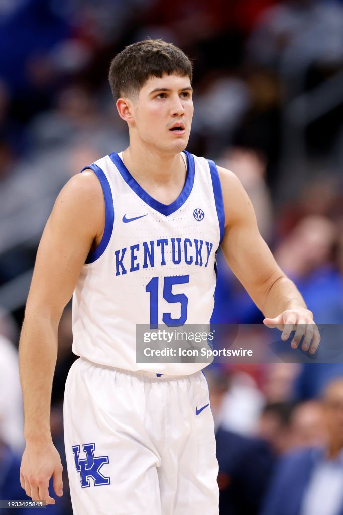 Terry Reed Kentucky Kentucky Wildcats guard Reed Sheppard looks on during a college... News ...