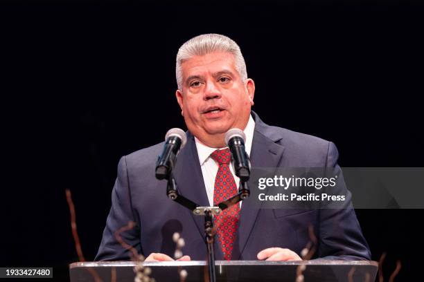 Brooklyn District Attorney Eric Gonzalez speaks during Martin Luther King Jr. Tribute at Brooklyn Academy of Music.