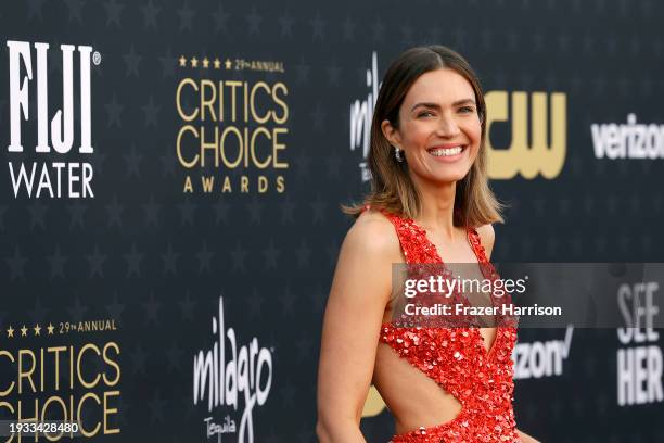 Mandy Moore attends the 29th Annual Critics Choice Awards at Barker Hangar on January 14, 2024 in Santa Monica, California.