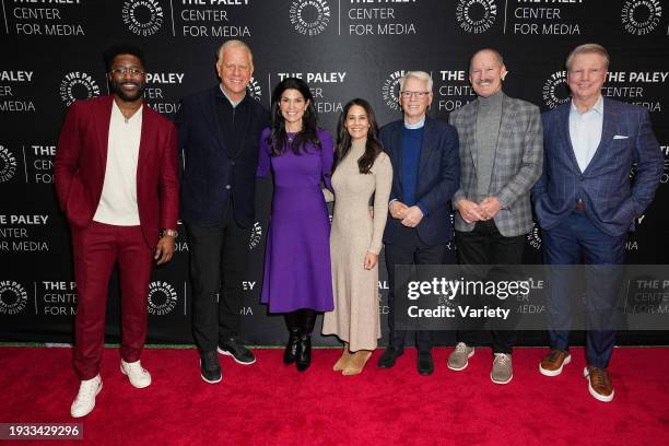 Nate Burleson, Boomer Esiason, Maureen Reidy, Tracy Wolfson, Sean McManus, Bill Cowher and Phil Simms at The Paley Center for Media - Kicking Off...