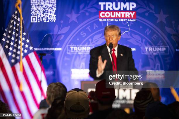 Former US President Donald Trump speaks during a campaign event in Portsmouth, New Hampshire, US, on Wednesday, Jan. 17, 2024. Trump signaled he...