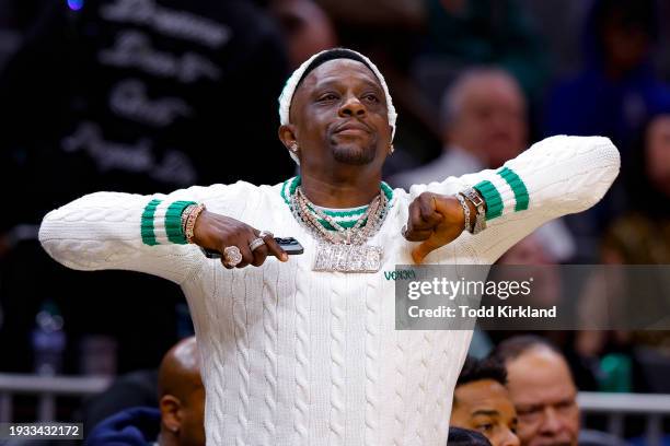 Rapper Boosie Badazz attends the game between the Orlando Magic and Atlanta Hawks at State Farm Arena on January 17, 2024 in Atlanta, Georgia. NOTE...