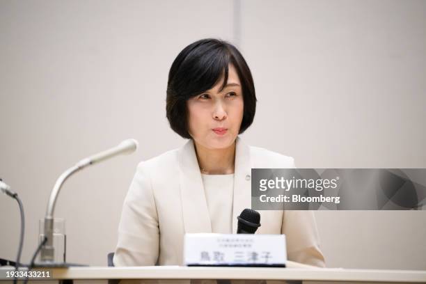 Mitsuko Tottori, incoming president of Japan Airlines Co., during a news conference in Tokyo, Japan, on Wednesday, Jan. 17, 2024. Japan Airlines is...