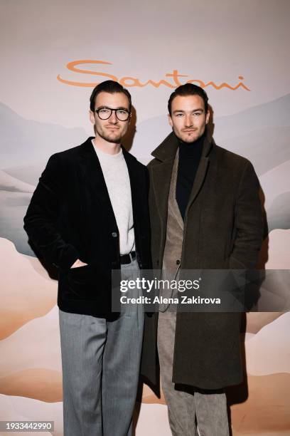 Brett Staniland and Scott Staniland at the Santoni presentation during the Milan Menswear Fall/Winter 2024-2025 on January 14, 2024 in Milan, Italy.