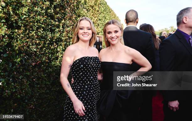 Ava Phillippe and Reese Witherspoon attend the 29th Annual Critics Choice Awards at Barker Hangar on January 14, 2024 in Santa Monica, California.