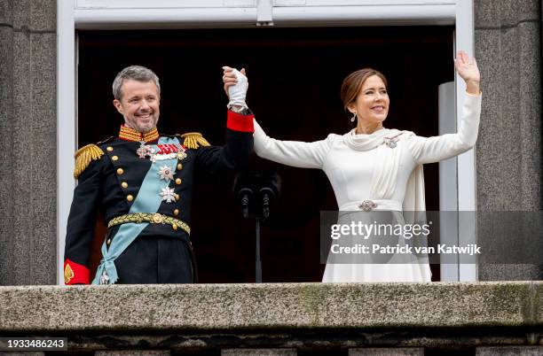 King Frederik X of Denmark and Queen Mary of Denmark at the proclamation of HM King Frederik X and HM Queen Mary of Denmark on January 14, 2024 in...