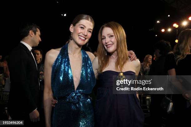 Rosamund Pike and Julianne Moore attends the 29th Annual Critics Choice Awards at Barker Hangar on January 14, 2024 in Santa Monica, California.