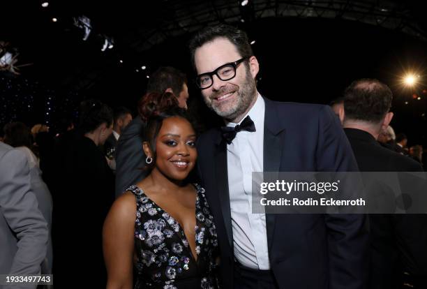 Quinta Brunson and Bill Hader attend the 29th Annual Critics Choice Awards at Barker Hangar on January 14, 2024 in Santa Monica, California.