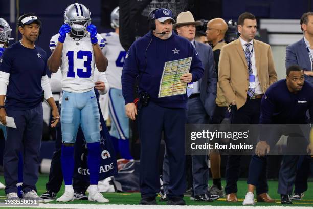 Head coach Mike McCarthy of the Dallas Cowboys watches action during the second half of the NFC Wild Card Playoff game against the Green Bay Packers...