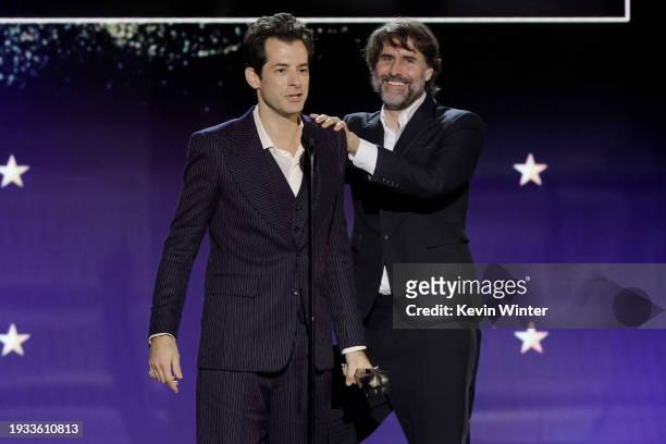 Mark Ronson and Andrew Wyatt accept the Best Song Award for "I’m Just Ken" onstage during the 29th Annual Critics Choice Awards at Barker Hangar on...