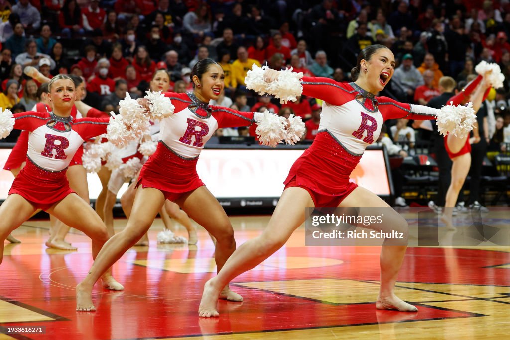 Chantaya Rutgers Rutgers Scarlet Knights cheerleaders perform during a game against ...