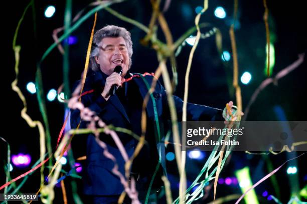 Austrian singer Andy Borg performs during the Schlagerchampions Das grosse Fest der Besten at Velodrom on January 13, 2024 in Berlin, Germany.