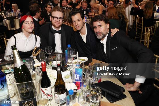 Billie Eilish, Finneas O'Connell, Mark Ronson, and Andrew Wyatt attend the 29th Annual Critics Choice Awards at Barker Hangar on January 14, 2024 in...