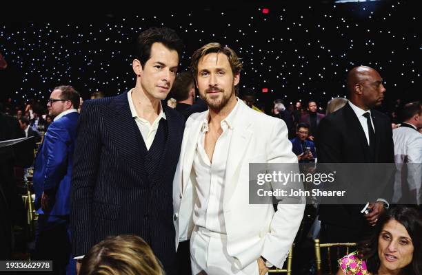 Mark Ronson and Ryan Gosling attend the 29th Annual Critics Choice Awards at Barker Hangar on January 14, 2024 in Santa Monica, California.