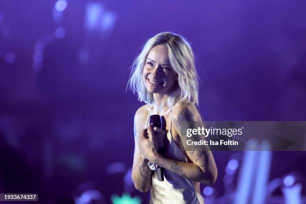 German singer Christin Stark performs during the Schlagerchampions Das grosse Fest der Besten at Velodrom on January 13, 2024 in Berlin, Germany.