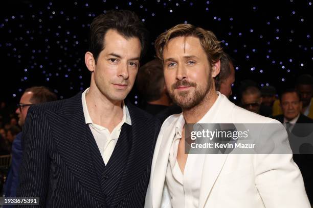 Mark Ronson and Ryan Gosling attend the 29th Annual Critics Choice Awards at Barker Hangar on January 14, 2024 in Santa Monica, California.