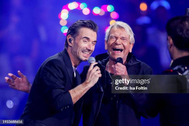 German singer and presenter Florian Silbereisen and German singer Matthias Reim during the Schlagerchampions Das grosse Fest der Besten at Velodrom...