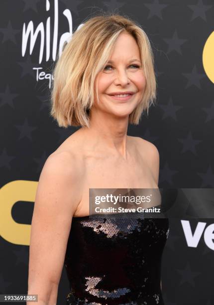 Meg Ryan arrives at the 29th Annual Critics Choice Awards at Barker Hangar on January 14, 2024 in Santa Monica, California.