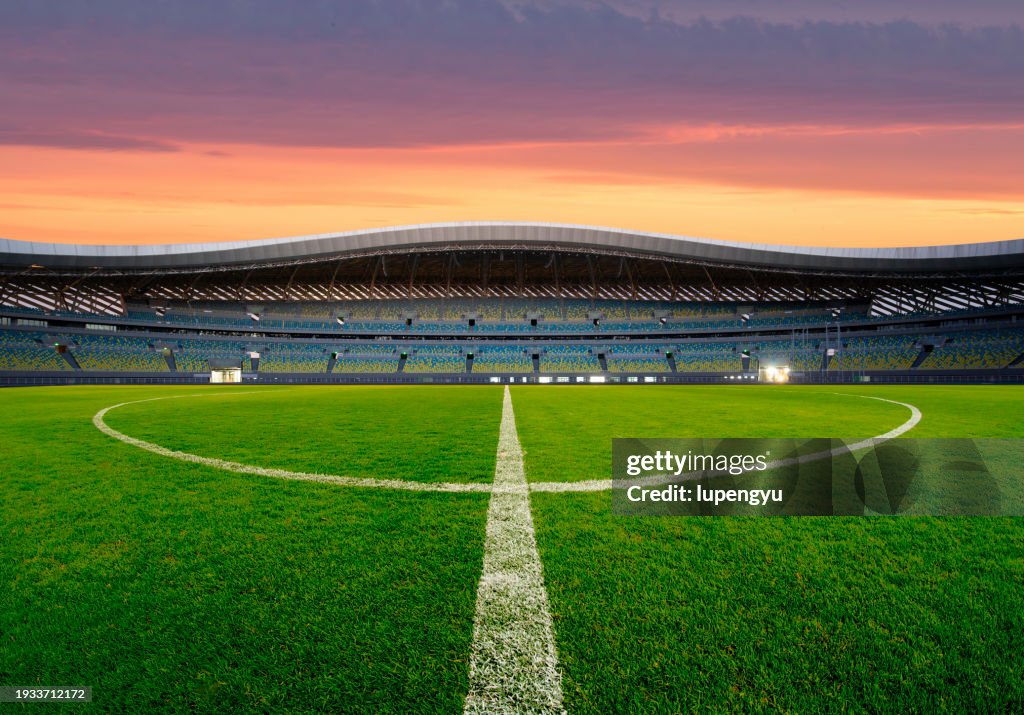 Soccer field at sunset
