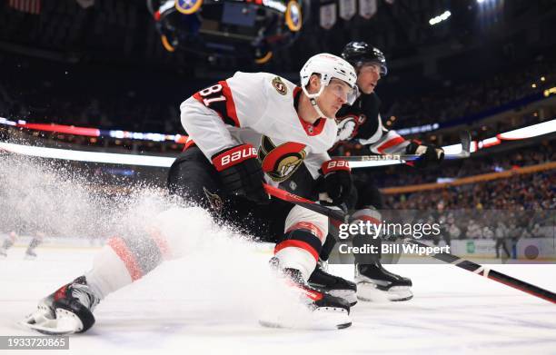 Dominik Kubalik of the Ottawa Senators skates against the Buffalo Sabres during an NHL game on January 11, 2024 at KeyBank Center in Buffalo, New...