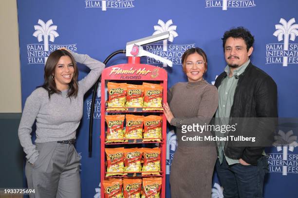 Director Eva Longoria and actors Annie Gonzalez and Jesse Garcia attend a screening of "Flamin' Hot" at the 35th annual Palm Springs International...
