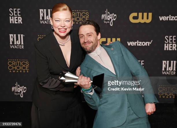 Sarah Snook and Kieran Culkin, winner of the Best Actor in a Drama Series Award for 'Succession,' pose in the press room during the 29th Annual...