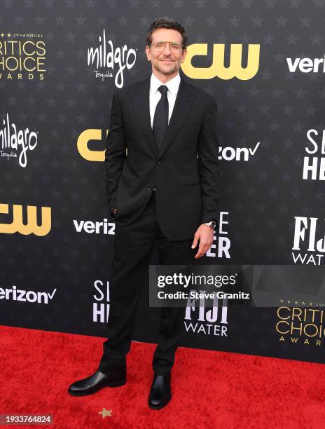 Bradley Cooper arrives at the 29th Annual Critics Choice Awards at Barker Hangar on January 14, 2024 in Santa Monica, California.