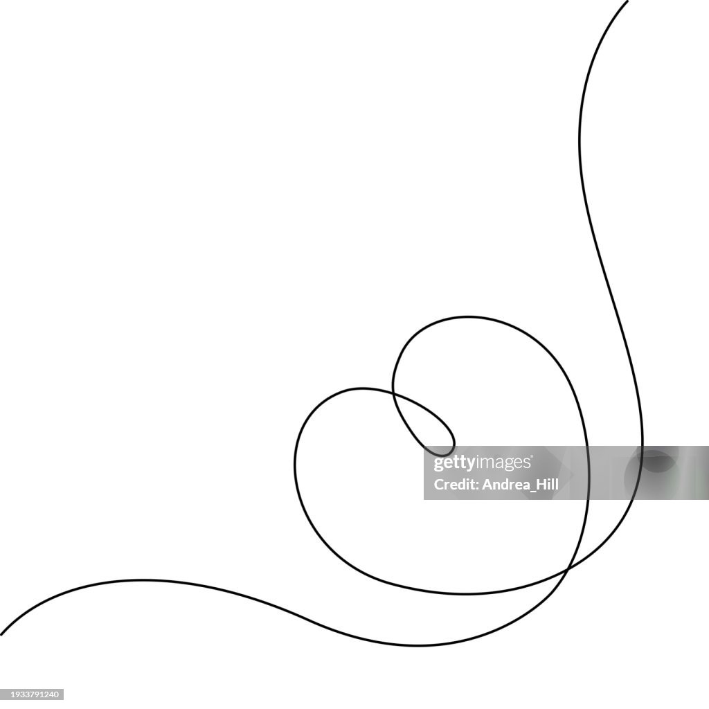 Love continuous line drawing border with heart