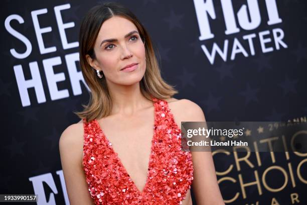 Mandy Moore attends the 29th Annual Critics Choice Awards at Barker Hangar on January 14, 2024 in Santa Monica, California.